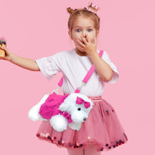 Girls Blue Furry Puppy Dog Doll Crossbody Bag Purse