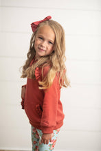 Girls Rust Pocket Ruffle Hoodie Sweatshirt & Matching Leggings Fall Set