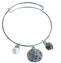 Silver Nautical Sand Dollar Bangle Charm Bracelet
