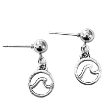 Silver Ocean Wave Dangle Earrings on "Life's a Beach" Card
