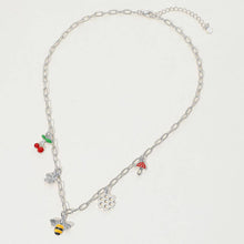 14k Gold Dipped Honey Bee Honey Comb Cherry Flower Mushroom Charm Station Paperclip Chain Necklace