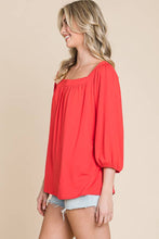 Cobalt Blue Square Neck Flare 3/4 Sleeve Top