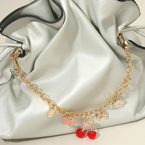 Cherry Heart Flower Bow Charm Station Chain Bag Charm