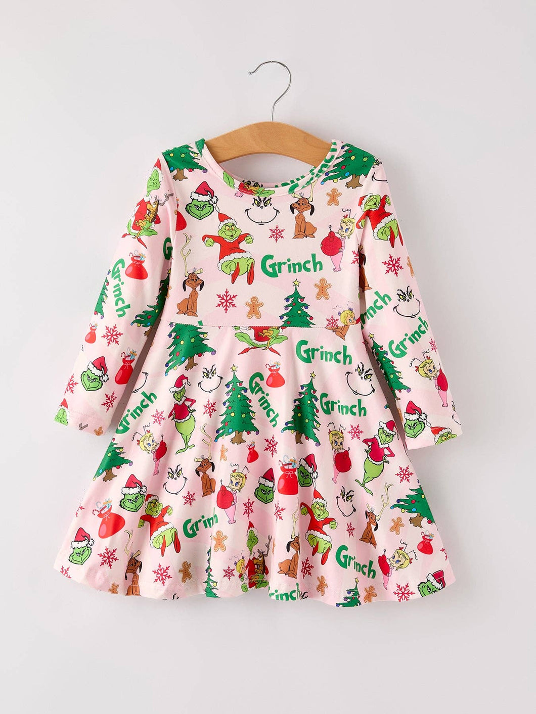 Pink Winter Christmas Dr. Suess Print Girls Dress