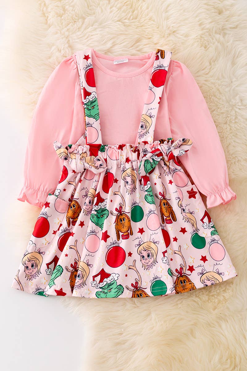 Pink Cindy Lou and Grinch Christmas suspender skirt set. – Pretty In Pink  Boutique, LLC