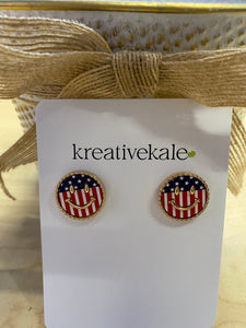 4th of July Smiley Face Earrings
