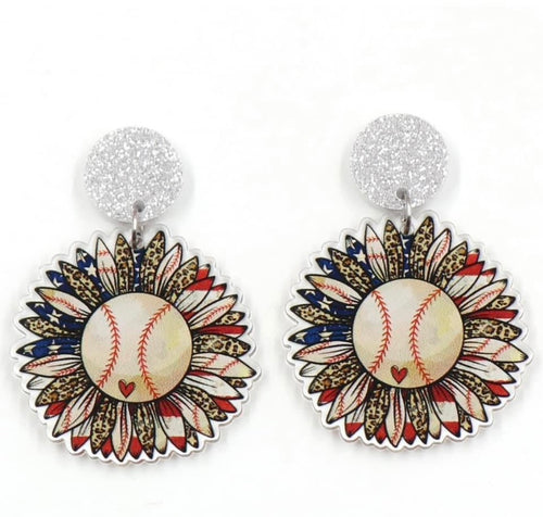 Silver Glitter 4th of July Baseball Earnings