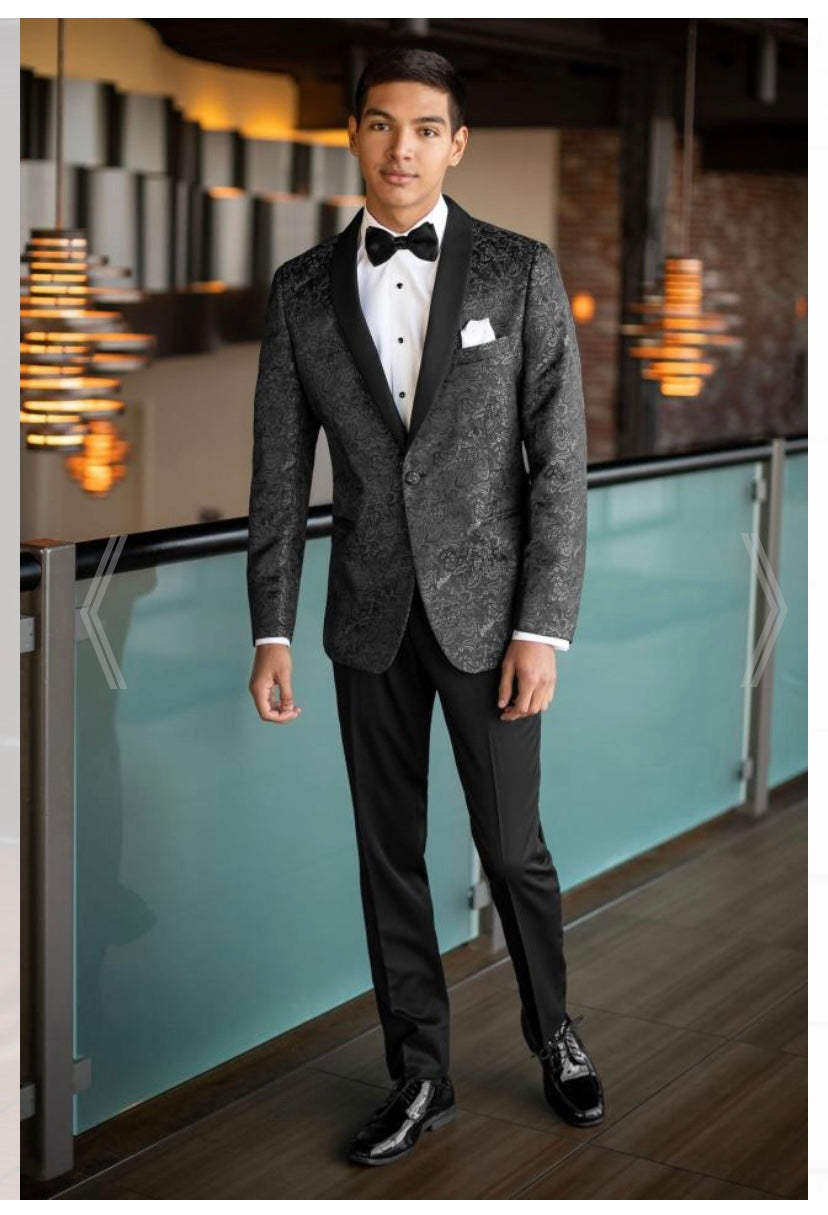 Mark of Distinction Apple Red Paisley Aries Slim Fit Tuxedo