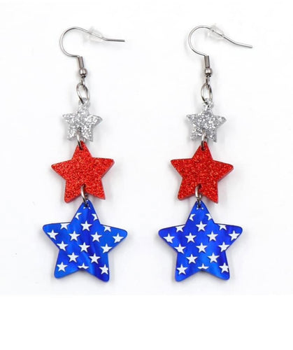 4th of July Star Dangle Earrings
