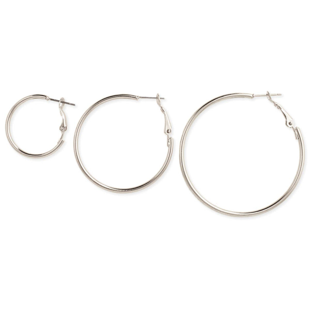 Silver Graduating Hoop Earrings - Set of 3
