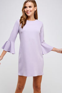 Lavender 3/4 Bell Sleeve Shift Dress