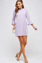Lavender 3/4 Bell Sleeve Shift Dress