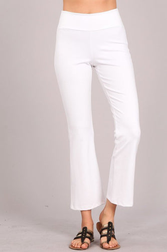 White Tummy Control Pull-On Waistband Wrinkle Free Ponte Pants