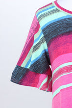 Pink & Blue Mult Striped Dress w/Double Ruffle and Pockets