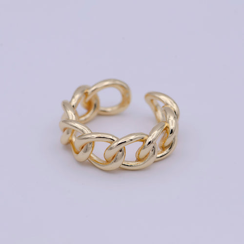 Minimalist Gold Curb Chain Link Ring