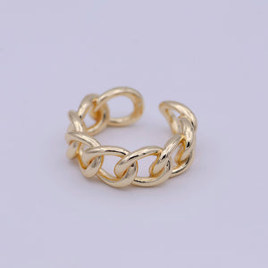 Minimalist Gold Curb Chain Link Ring
