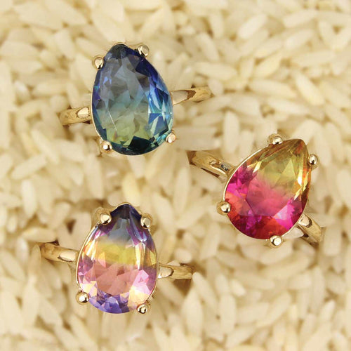 Crystal Vistas Ombre Teardrop Gold Ring