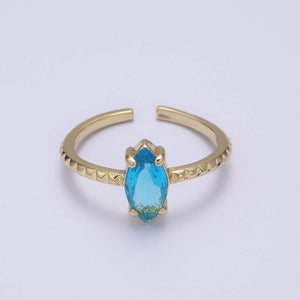 Marquise-Cut Gemstone Gold, Adjustable Ring