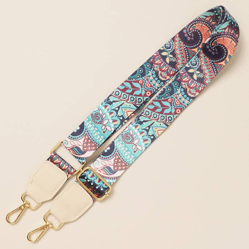 Aqua Floral Paisley Graphic Bag Strap