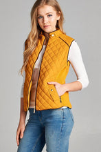 Mustard Quilted Padded Vest with Pockets