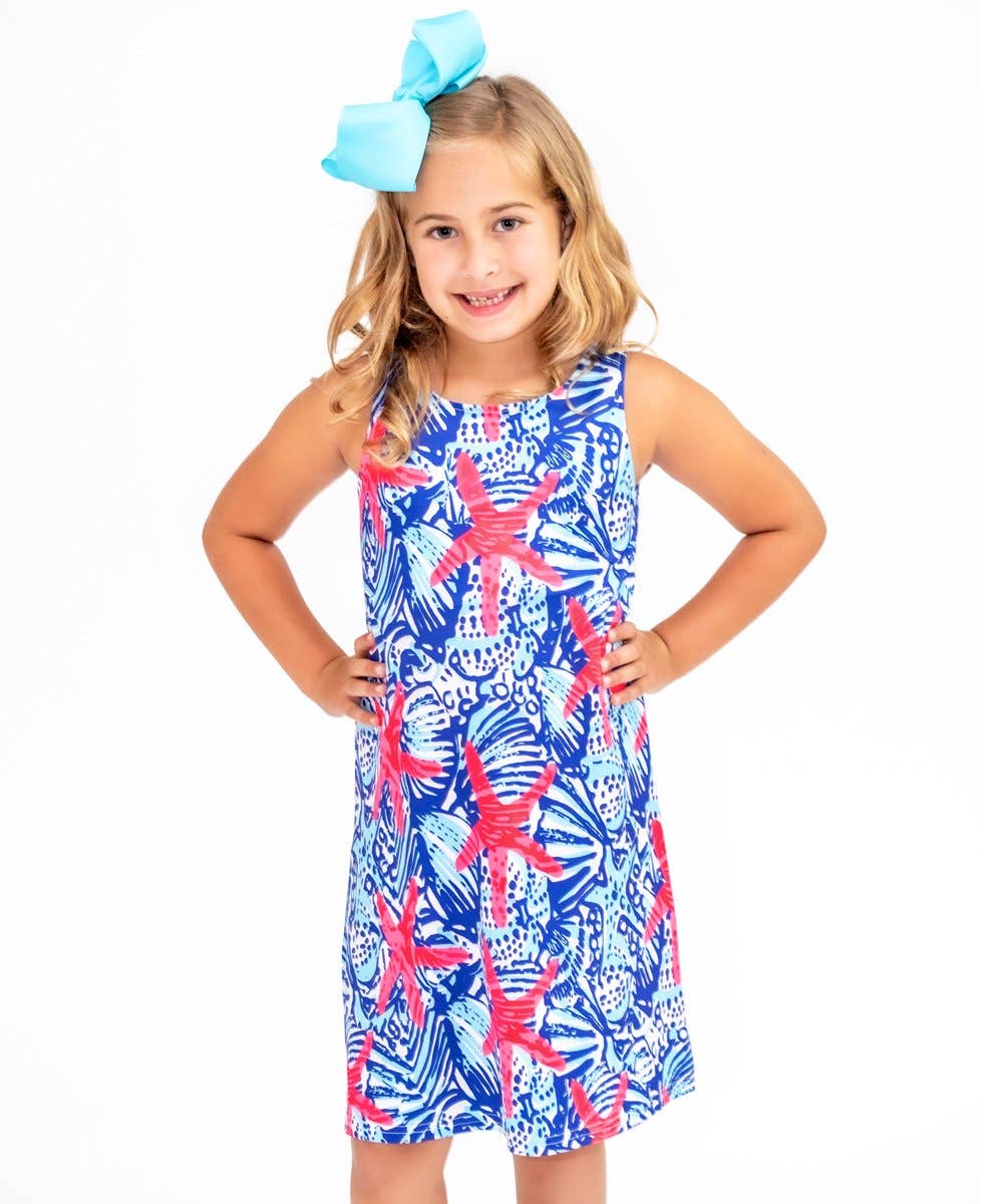 Blue Siren Starfish Savannah Swing Lattice Kids Dress