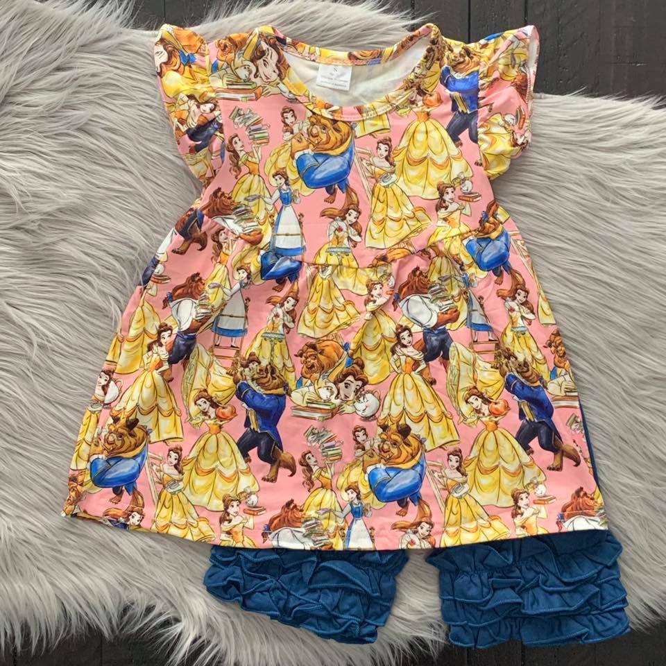 Pink & Blue Beauty and the Beast 2pc Outfit