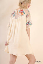 Cream Dress with Sheer Embroidered Sleeves