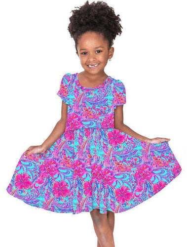 Blue/Fuchsia Amazing Azalea Twirl Dress