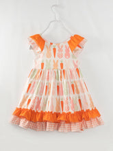 Easter Orange Carrot Bunny Ruffle Girl Dress