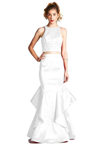 White 2pc Mermaid Style Prom Dress