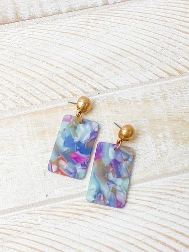 Pastel Multi Matte Acrylic Square Dangle Earrings