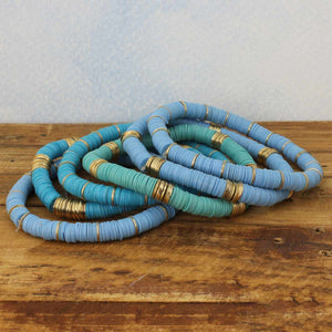 Blue Skies Heishi Bead Bracelet Set