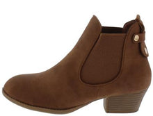 Tan Stretch Panel Low Heel Ankle Boot