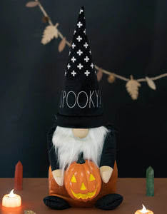 Rae Dunn Halloween “Spooky” Gnome Jack-o’-Lantern Décor