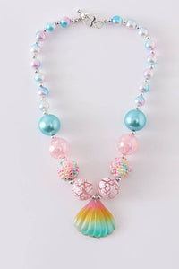 Rainbow shell chunky beads necklace