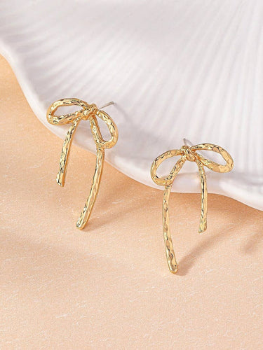 Gold Hammered Bow Earrings