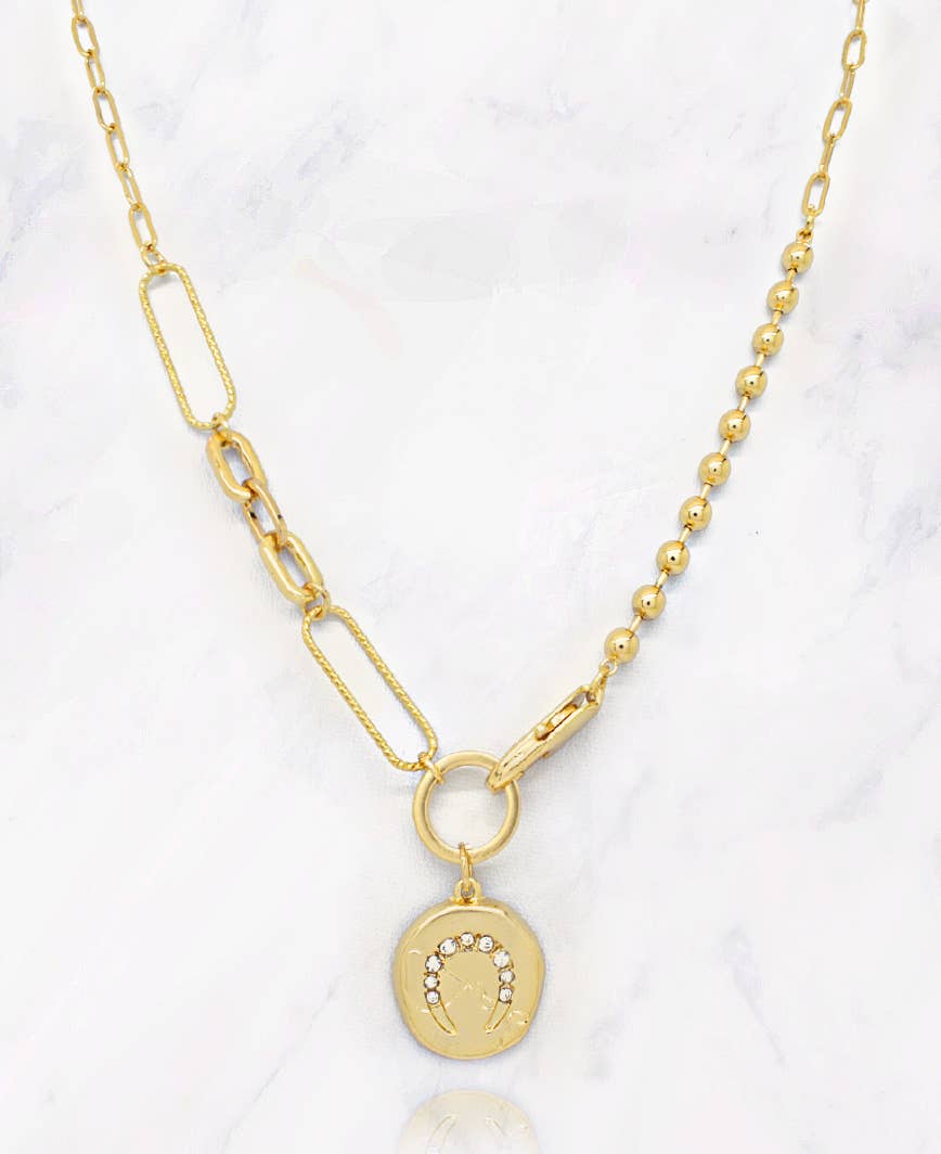 Gold Horseshoe Coin Necklace