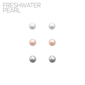 3Pair 1set 6MM Freshwater Pearl Post Earrings