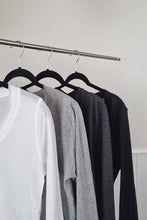 Black Long Sleeve Raw Edge V Neck Tee