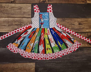 Red Dr. Suess Polka Dotted Twirl Dress