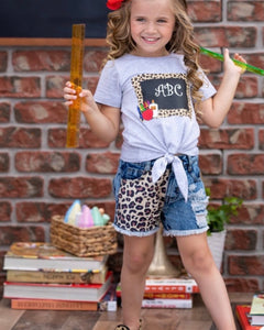 Grey “Back to School” Top and Matching Shorts