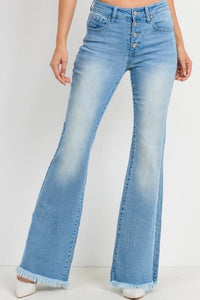 Tricot Mid Rise Crop Button Fly Bootcut Jeans