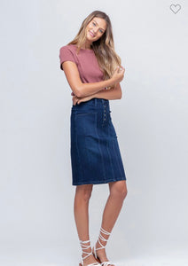 Blue Buttonfly Midi Denim Skirt