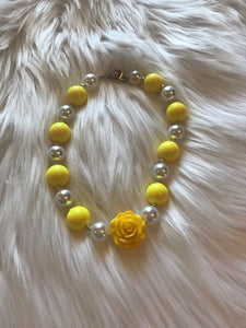 Yellow & White Girls Bubblegum Necklace