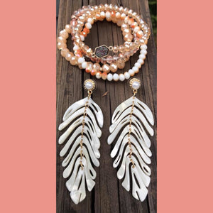 White Acrylic Palm Leaf Earrings