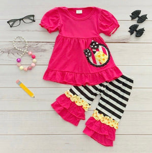 Pink Girls 2pc School Theme Outfit