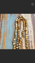 Brown Fedspar Agate Beaded Necklace w/Large Stone and Tassel