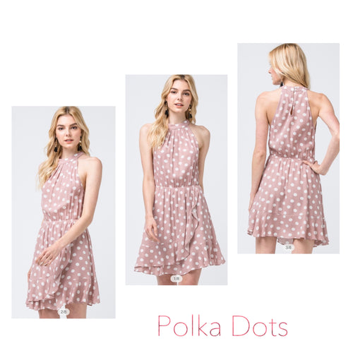 Mauve Polka Dot Halter Dress