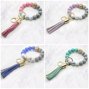 Silicone Ball Beaded with Tassel Keychain