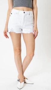 Kancan White Distressed Jean Shorts